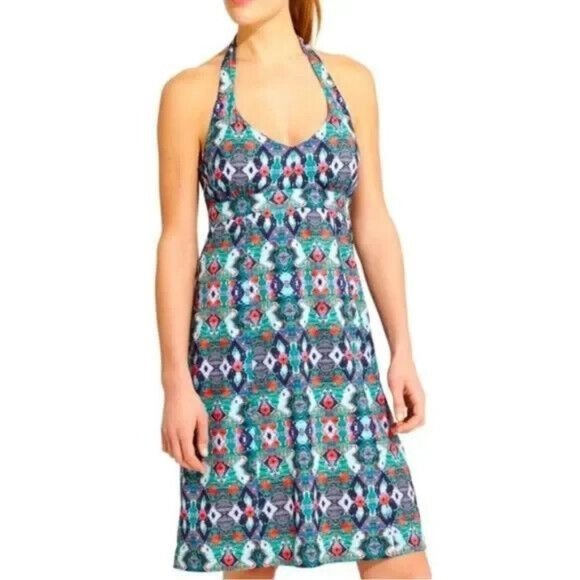 Athleta Dress Size 4 Pack Everywhere Floral Halter Athletic Swim Boho Blue Red - Picture 5 of 11